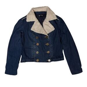 Navy blue denim‎ jacket with